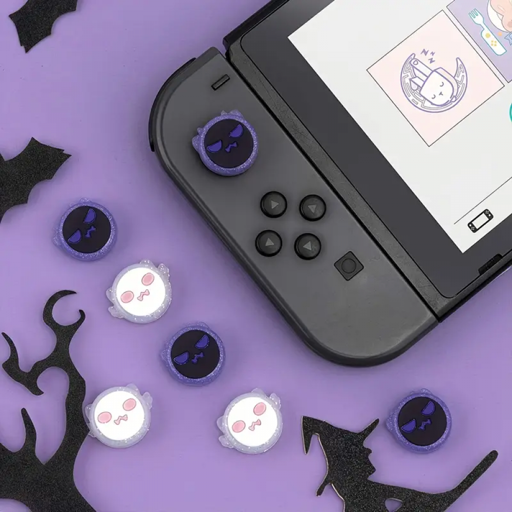 4pcs Cute Ghost Theme Thumb Grip Caps