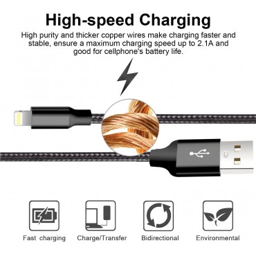 Fast Charging Cord Compatible for Phone (Black)