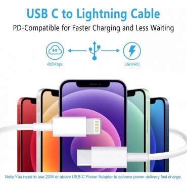 USB C to Lightning Cable 3Pack 6FT