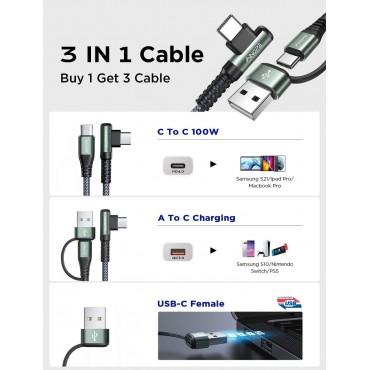 USB C Cable 100W 10FT 5A Type C Charger Cable