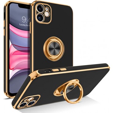 Phone 11 Case with 360° Ring Holder (Black/Gold)